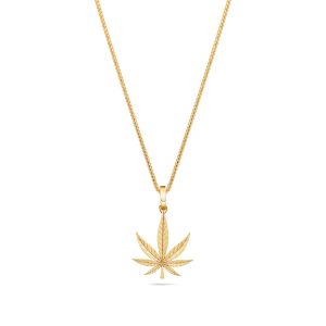 Micro Cannabis Leaf Piece (Solid Gold)