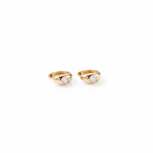 Oval Stone Huggie Earrings