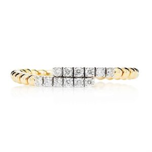 Beaded Bypass Diamond Flex Band - Yellow Gold / 6.5
