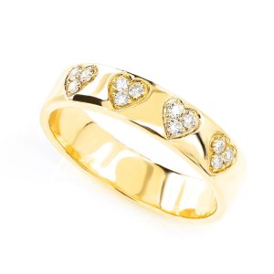 Solid Heart Cluster Ring - Yellow Gold / 6.5
