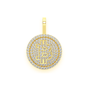 Bitcoin Diamond Pendant - Yellow Gold