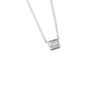 WHITE GOLD SOLITAIRE EMERALD CUT NECKLACE
