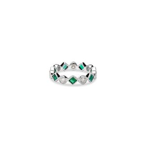 Multi Emerald Diamond Eternity Band