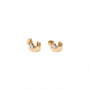 Pear Stone Huggie Earrings