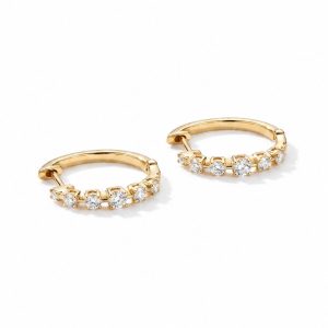 Prong Set Huggie Hoops
