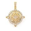 Evil Eye Baguette Diamond Medallion Pendant – Yellow Gold – product view