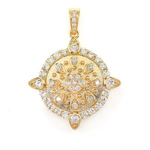 Ornate Cluster Medallion Pendant - Yellow Gold