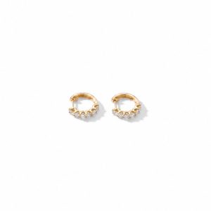 Round Pave Huggie Earrings
