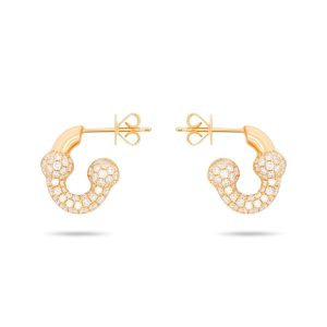 Umlaut Half Diamond Huggie Earrings