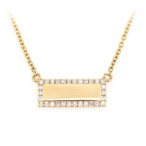 Engravable Diamond Nameplate Necklace - Yellow Gold / 1 Letter / 18"