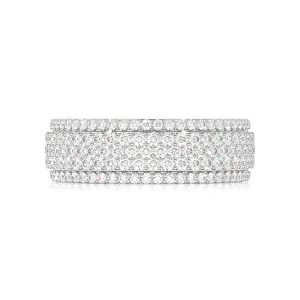 Multi Row Pavé Diamond Band - White Gold / 10