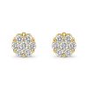 Halo Flower Diamond Studs – 1.00ctw / Yellow Gold – product view