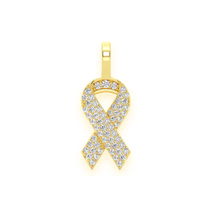 Awareness Ribbon Diamond Pendant - Yellow Gold