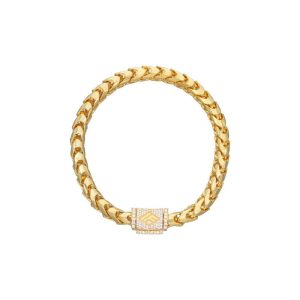 Gold Franco Bracelet (6.5mm, Diamond Clasp)