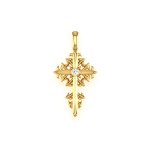Filigree Diamond Cross Pendant - 0.02ctw / Yellow Gold