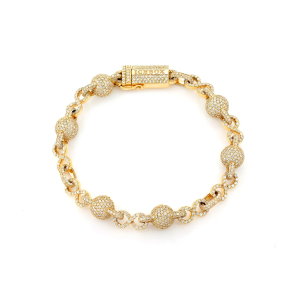 Infinity Bead Link Diamond Bracelet - Yellow Gold / 8"