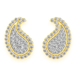 Paisley Diamond Stud Earrings - Yellow Gold