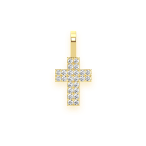 Two Row Diamond Cross Pendant - 0.25ctw / Yellow Gold