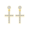 Cross Diamond Stud Earrings – Yellow Gold – product view