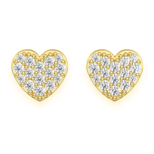 Heart Diamond Stud Earrings - Yellow Gold