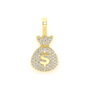 Pavé Money Bag Pendant - 0.33ctw / Yellow Gold