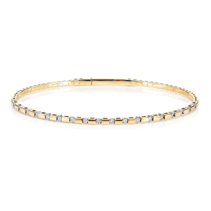 Rectangle Bar Diamond Bangle Bracelet - Yellow Gold / Medium
