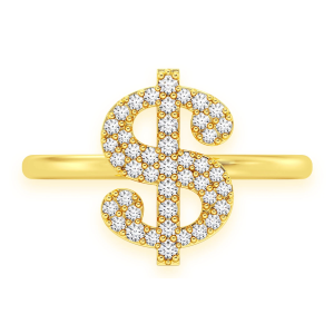 Dollar Sign Diamond Ring - Yellow Gold / 6.5