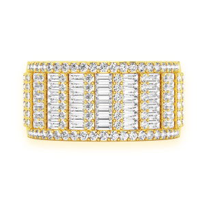 Super Baguette & Round Diamond Band Ring - Yellow Gold / 10