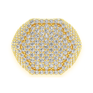 Hexagon Diamond Signet Ring - Yellow Gold / 10