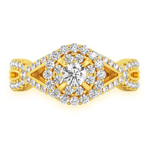 Double Band Halo Diamond Ring - Yellow Gold / 6.5