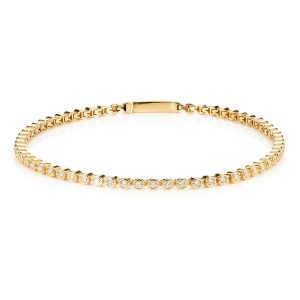 Extended Bezel Diamond Link Bracelet - Yellow Gold / 7"