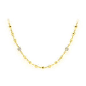Diamond Bead Rosary Necklace - Yellow Gold / 22"