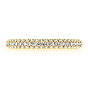 Thin Three Row Pavé Diamond Ring - Yellow Gold / 6.5