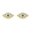 Two Row Pavé Diamond Huggie Hoop Earrings – Yellow Gold – product view
