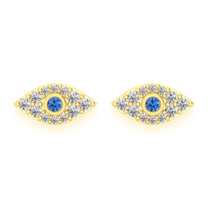 Evil Eye Diamond Studs - Yellow Gold