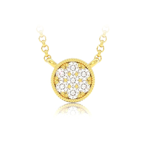 Round Diamond Disc Pendant - Yellow Gold / 18"