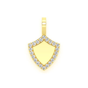 Engravable Shield Diamond Pendant - Yellow Gold