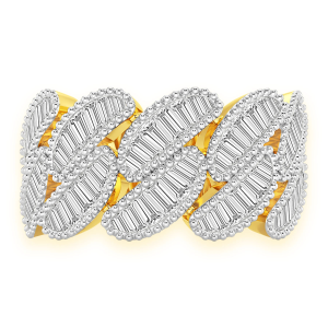 Miami Cuban Baguette Diamond Ring - Yellow Gold / 8