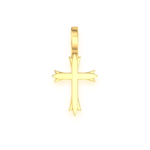 Triple Point Cross Pendant - Plain / Yellow Gold