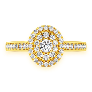 Layered Oval Diamond Engagement Ring - Yellow Gold / 6.5