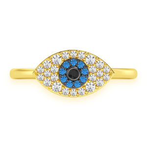 Evil Eye Diamond Ring - Yellow Gold / 6.5