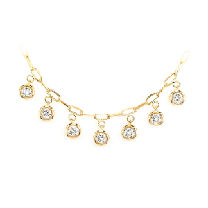 Bezel Diamond Drop Necklace - Yellow Gold / 18"