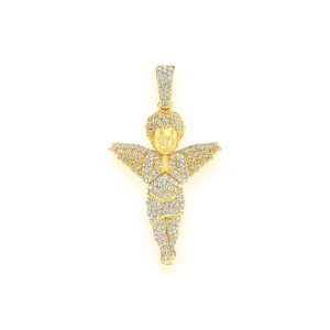 Praying Angel Diamond Pendant - Yellow Gold