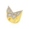 Three Row Round & Baguette Ring – Yellow Gold / 10 – product view
