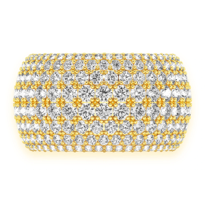Eight Row Wide Shape Band Ring - Yellow Gold / 8