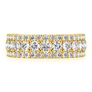 Three Row Flat Band Ring - Yellow Gold / 10