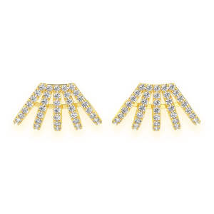 Five Row Diamond Ear Cuffs - Yellow Gold