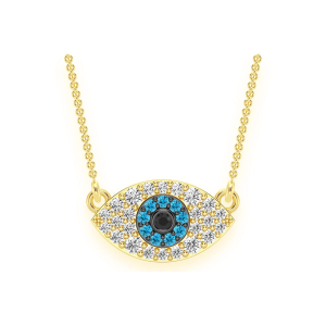 Evil Eye Diamond Necklace - Yellow Gold / 18"
