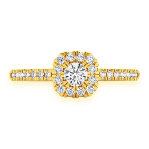 Single Band Layered Square Diamond Engagement Ring - Yellow Gold / 6.5