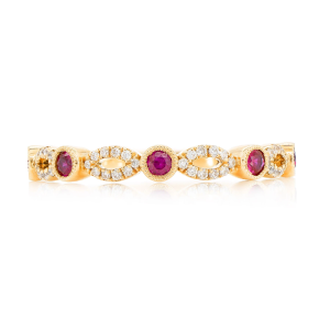 Ruby Diamond Stackable Band Ring - Yellow Gold / 6.5